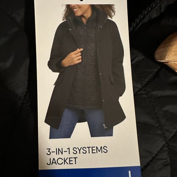 Lands' End Women's 3-in-1 Systems Jacket & Vest Size L Black Water Resistant NEW - Picture 15 of 15